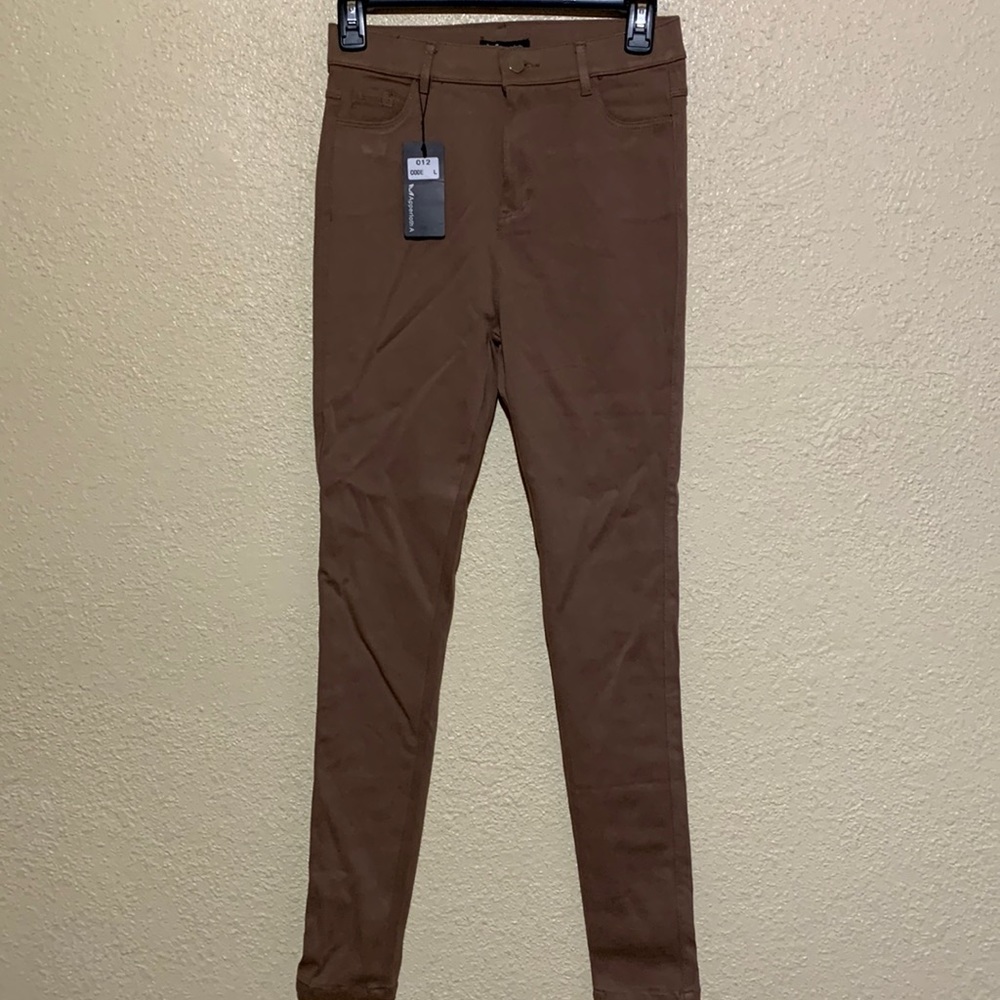 Apperloth Pants Jeggins Skinny Size L Junior Brown Stretchy NWT